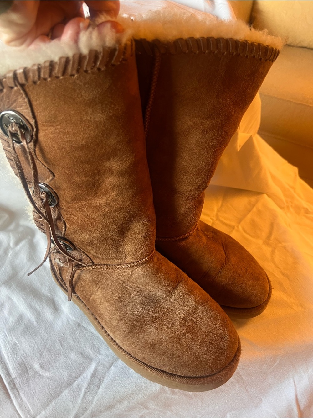 Koolaburra Chestnut Suede Shearling-Lined Winter Boots